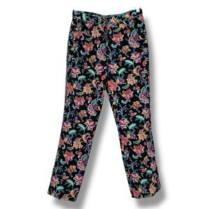 Max Nugus Haute Couture Floral Trousers Sz 8 Black Multicolor Statement Pants